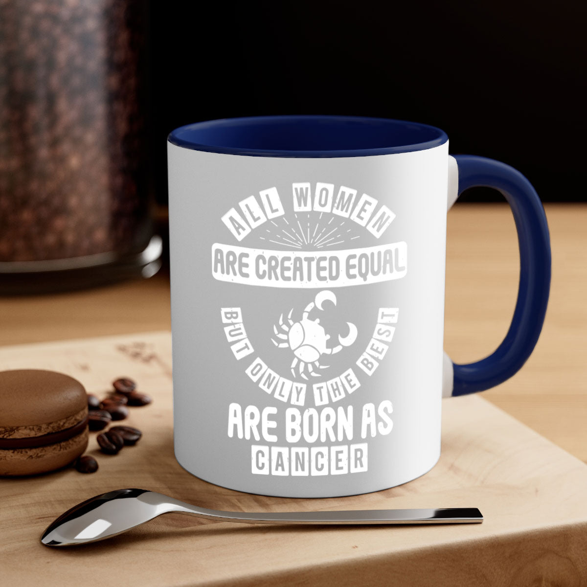 Cancer 145# Zodiac Mug with colored handle and glossy finish, available in multiple colors and sizes.