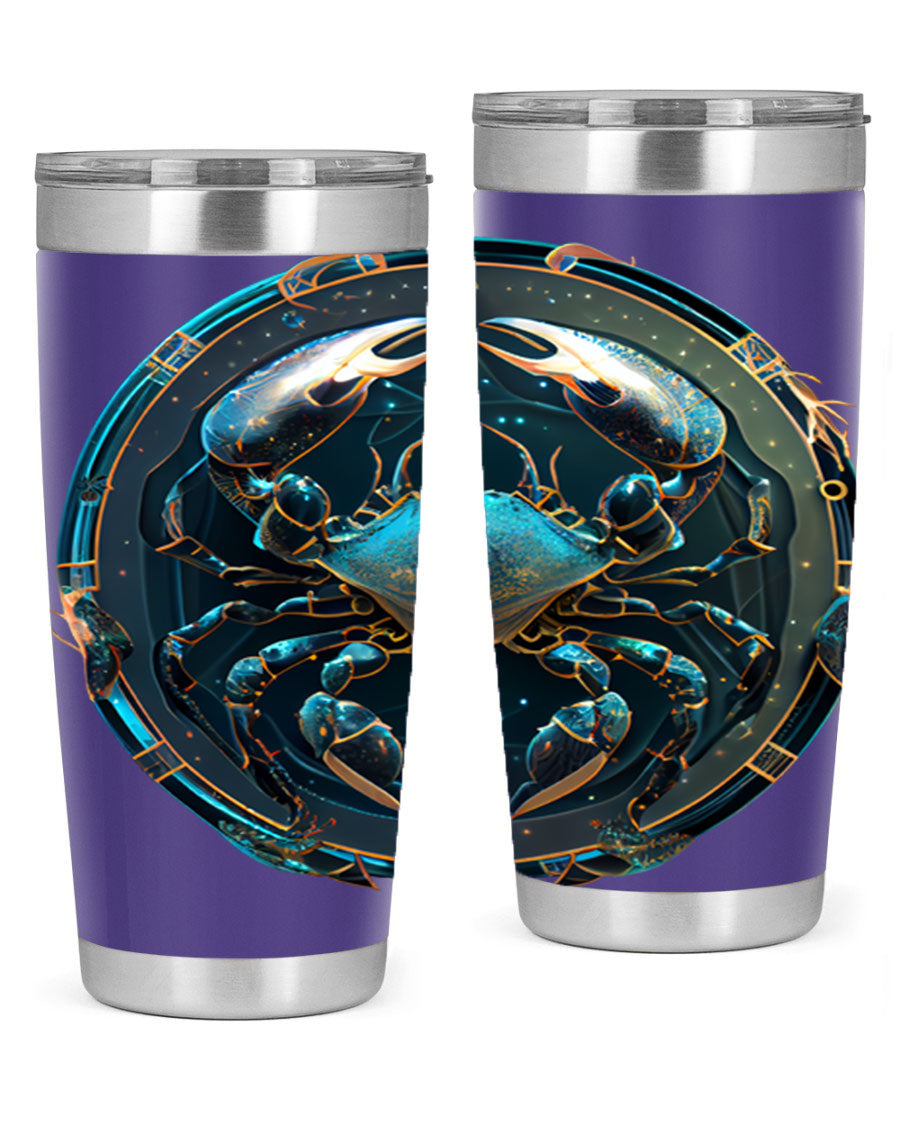 Cancer 147# Zodiac Tumbler in stainless steel with a vibrant design, perfect for hot and cold beverages.