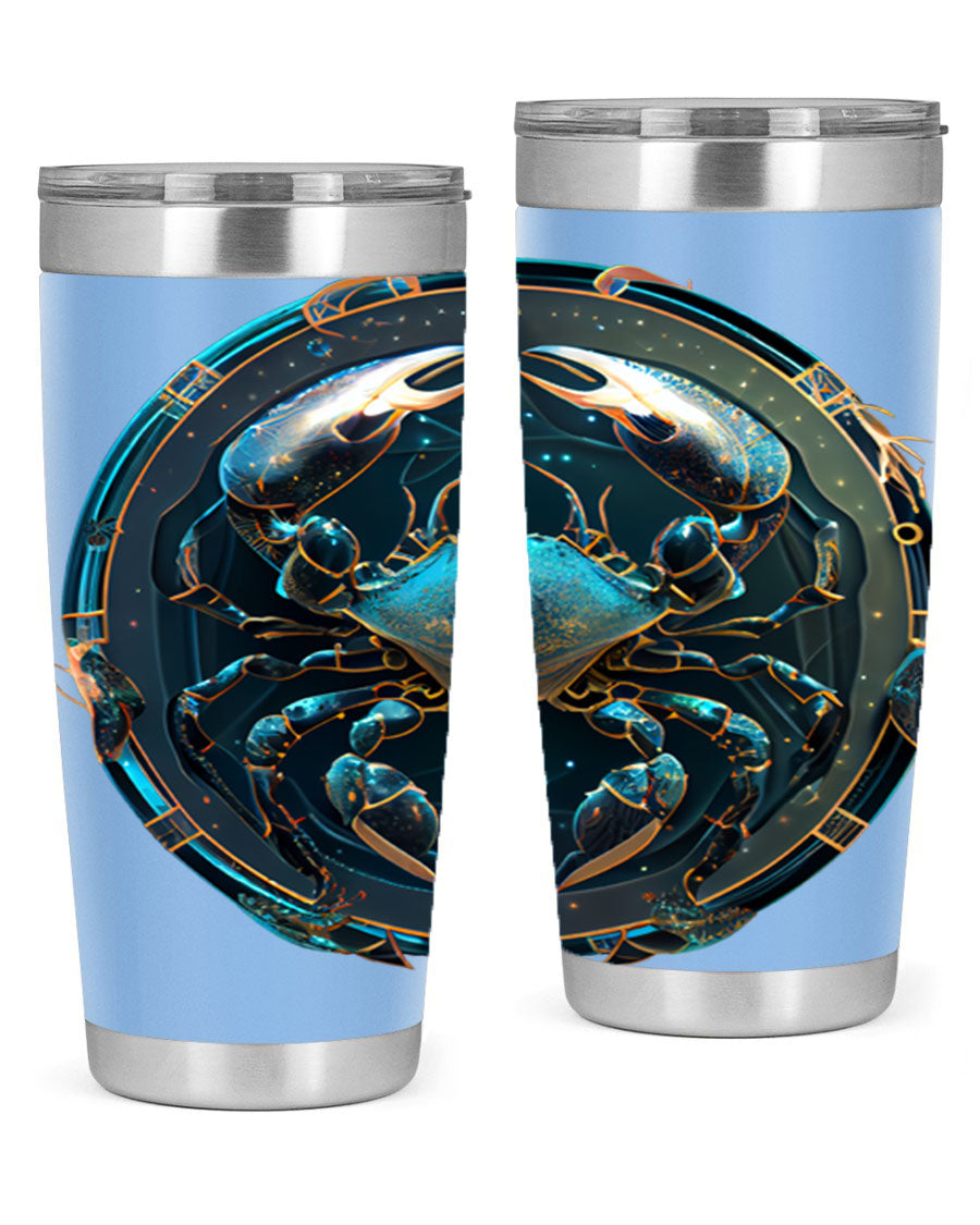 Cancer 147# Zodiac Tumbler in stainless steel with a vibrant design, perfect for hot and cold beverages.