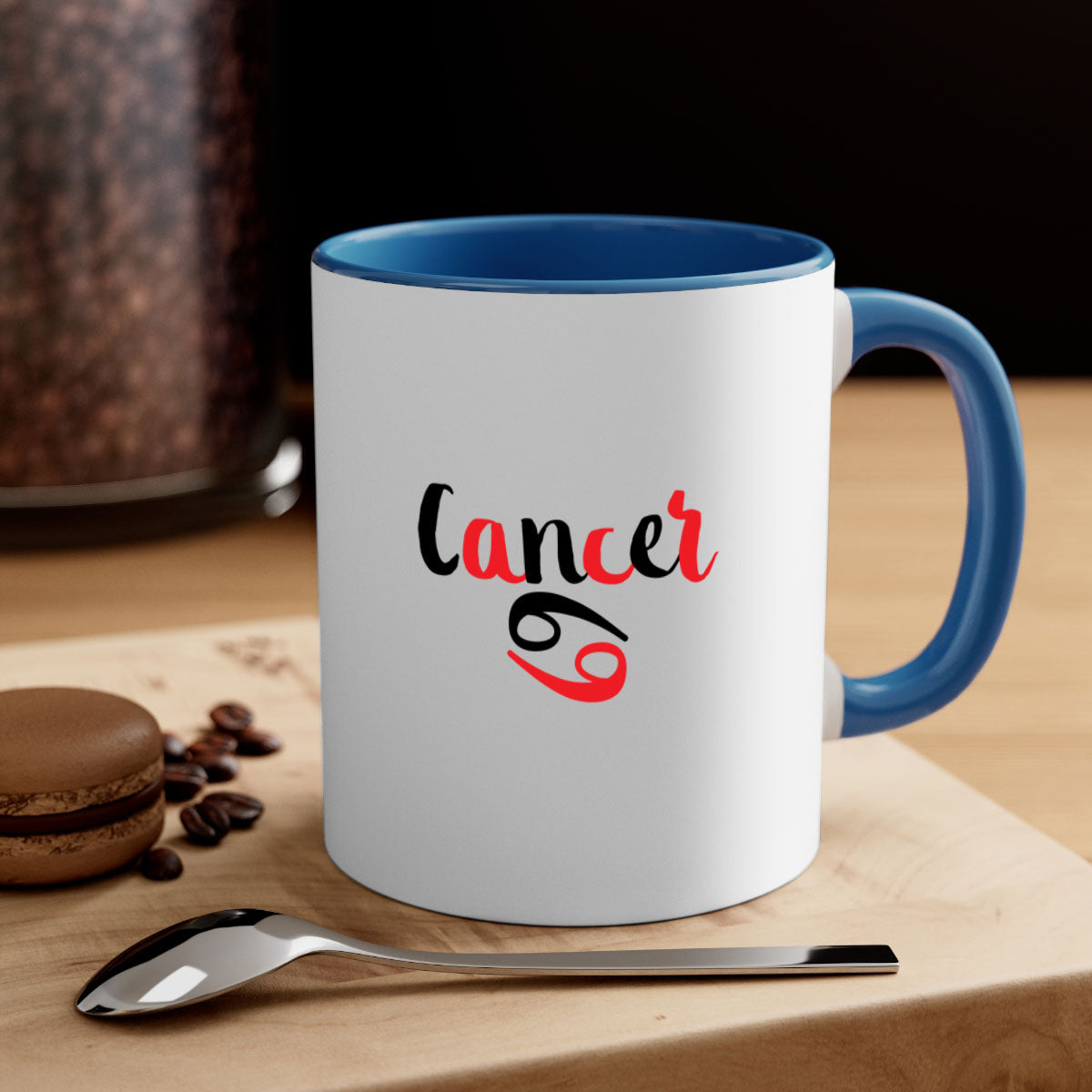 Cancer 152# zodiac mug with a glossy finish, featuring a colored handle and interior, available in five colors.