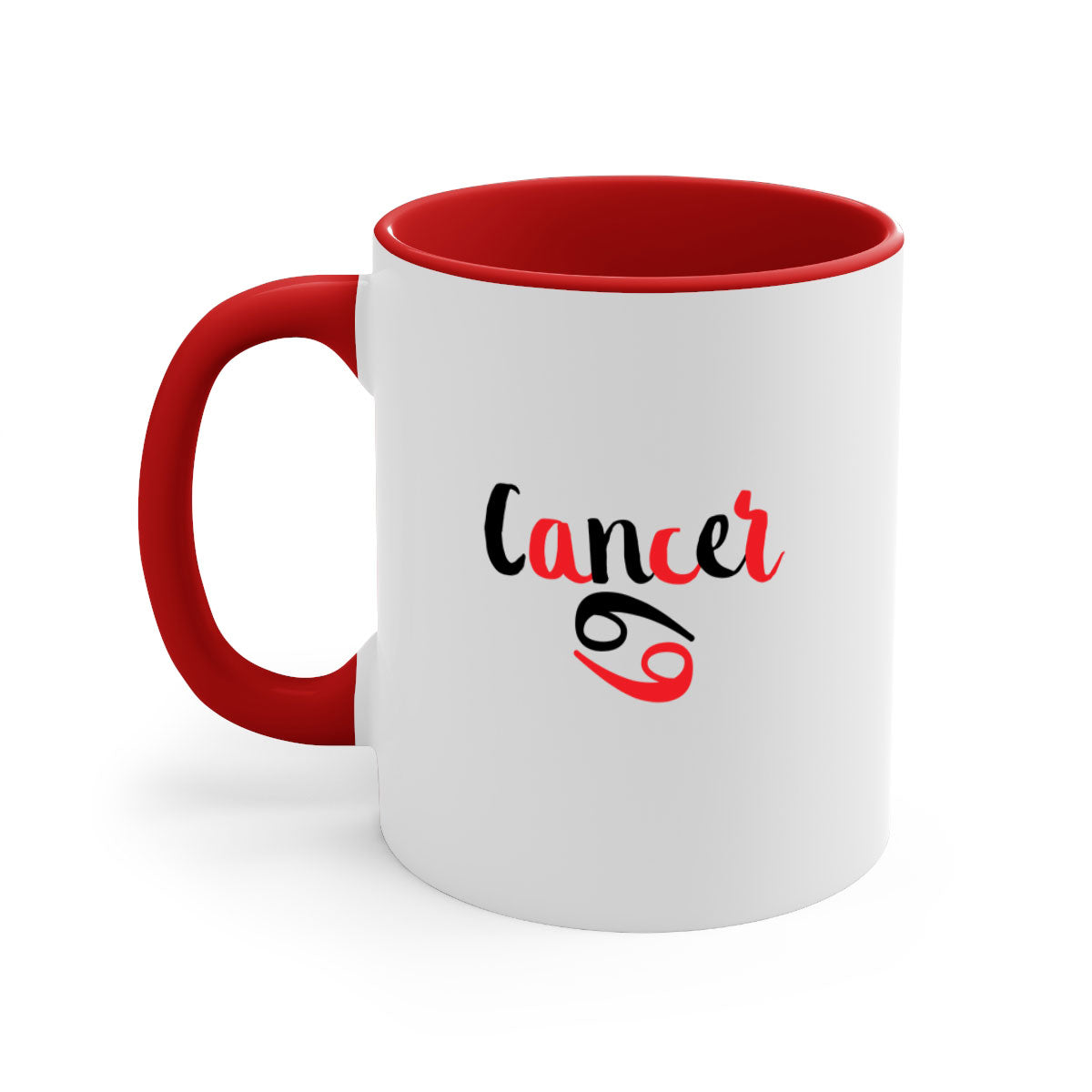 Cancer 152# zodiac mug with a glossy finish, featuring a colored handle and interior, available in five colors.