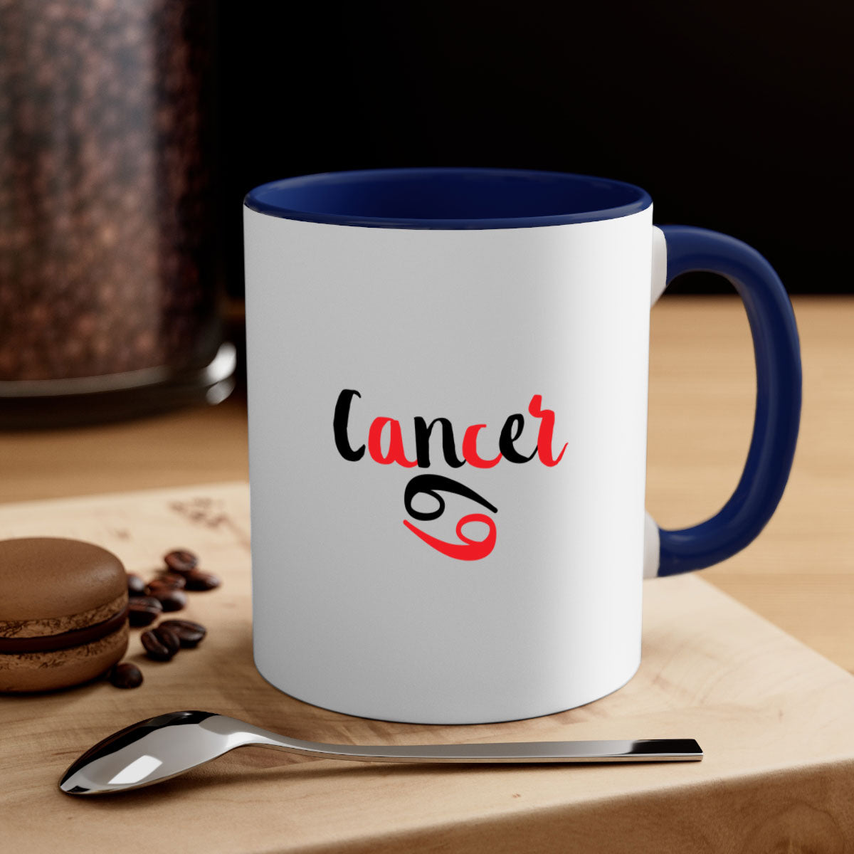 Cancer 152# zodiac mug with a glossy finish, featuring a colored handle and interior, available in five colors.