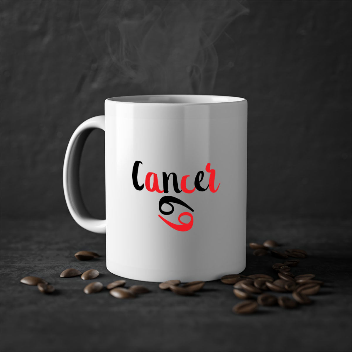 Cancer 152# zodiac mug with a glossy finish, featuring a colored handle and interior, available in five colors.