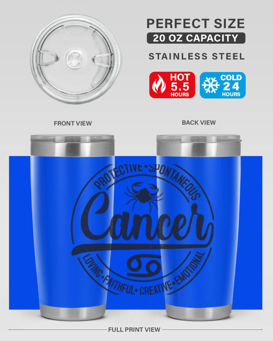 Cancer 153# Zodiac Tumbler in stainless steel with a stylish design, perfect for hot and cold beverages.