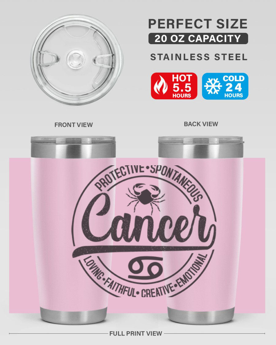 Cancer 153# Zodiac Tumbler in stainless steel with a stylish design, perfect for hot and cold beverages.