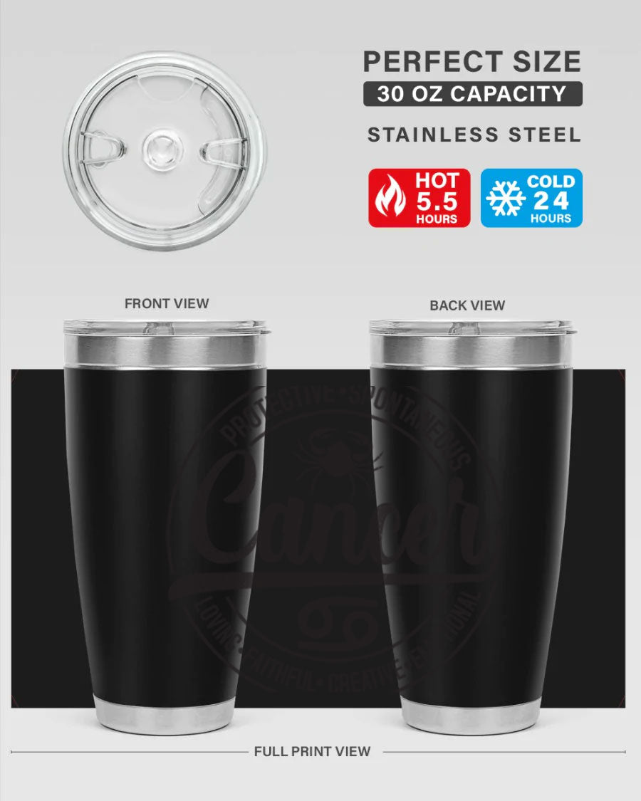 Cancer 153# Zodiac Tumbler in stainless steel with a stylish design, perfect for hot and cold beverages.