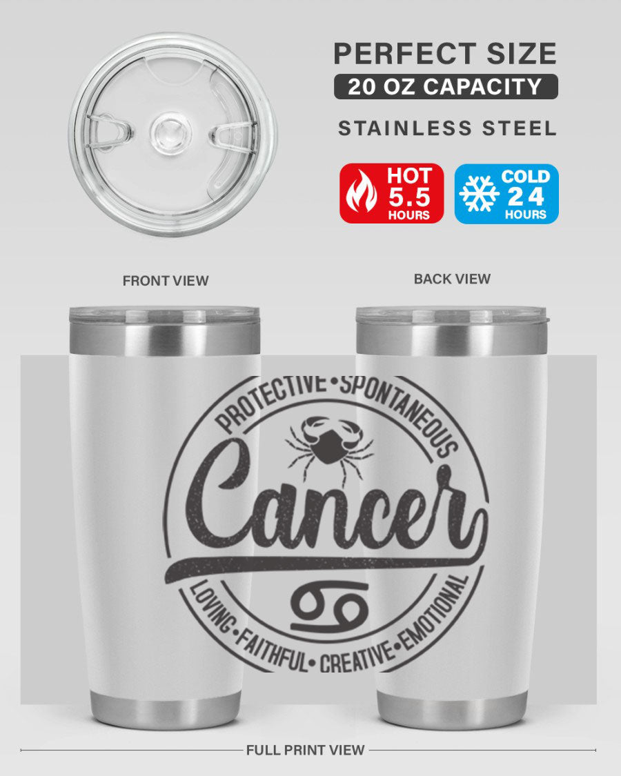 Cancer 153# Zodiac Tumbler in stainless steel with a stylish design, perfect for hot and cold beverages.