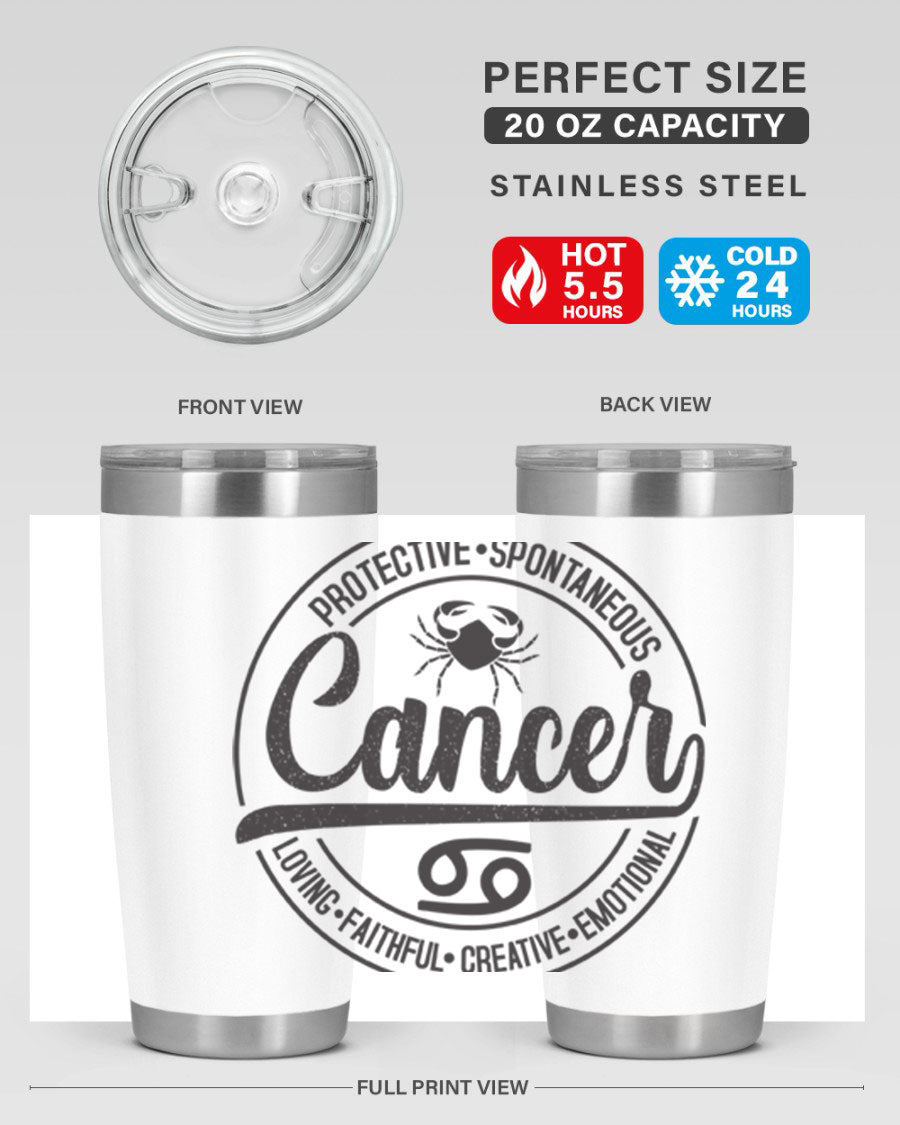 Cancer 153# Zodiac Tumbler in stainless steel with a stylish design, perfect for hot and cold beverages.