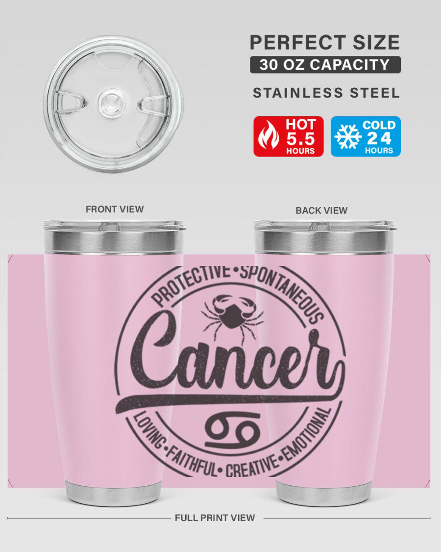 Cancer 153# Zodiac Tumbler in stainless steel with a stylish design, perfect for hot and cold beverages.