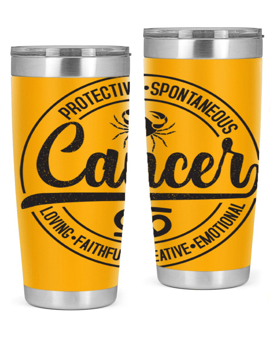 Cancer 153# Zodiac Tumbler in stainless steel with a stylish design, perfect for hot and cold beverages.