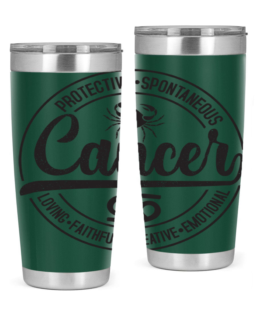 Cancer 153# Zodiac Tumbler in stainless steel with a stylish design, perfect for hot and cold beverages.