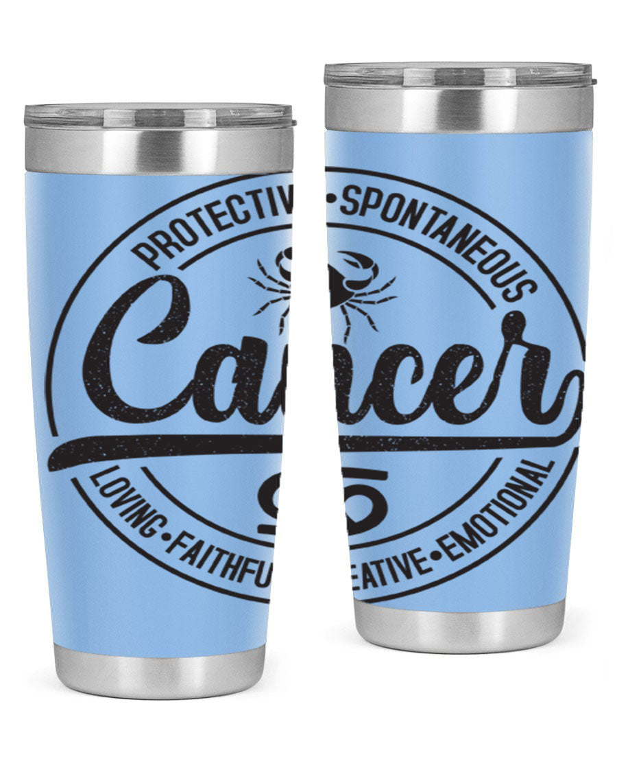 Cancer 153# Zodiac Tumbler in stainless steel with a stylish design, perfect for hot and cold beverages.