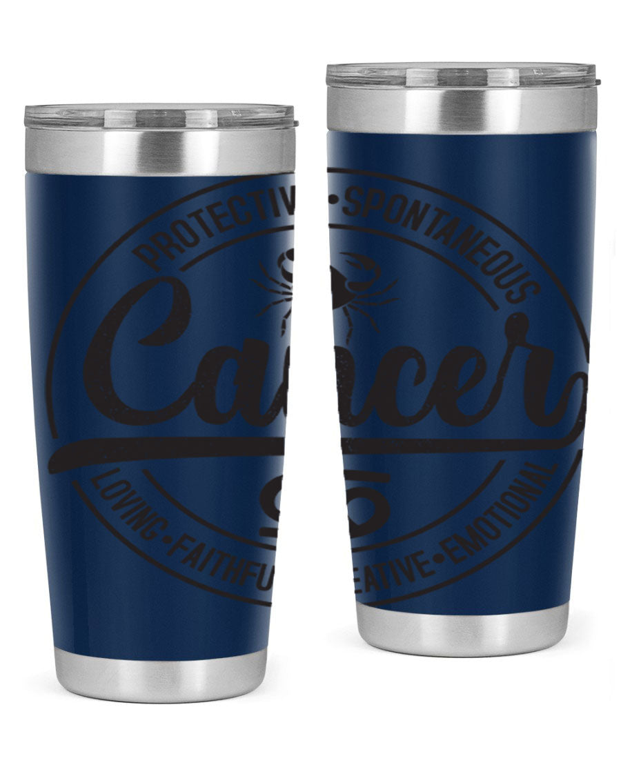 Cancer 153# Zodiac Tumbler in stainless steel with a stylish design, perfect for hot and cold beverages.