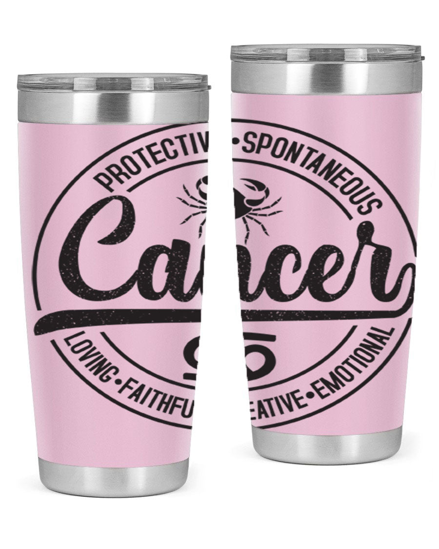 Cancer 153# Zodiac Tumbler in stainless steel with a stylish design, perfect for hot and cold beverages.