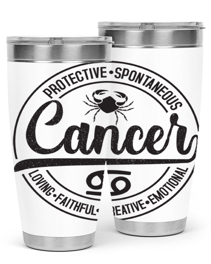 Cancer 153# Zodiac Tumbler in stainless steel with a stylish design, perfect for hot and cold beverages.