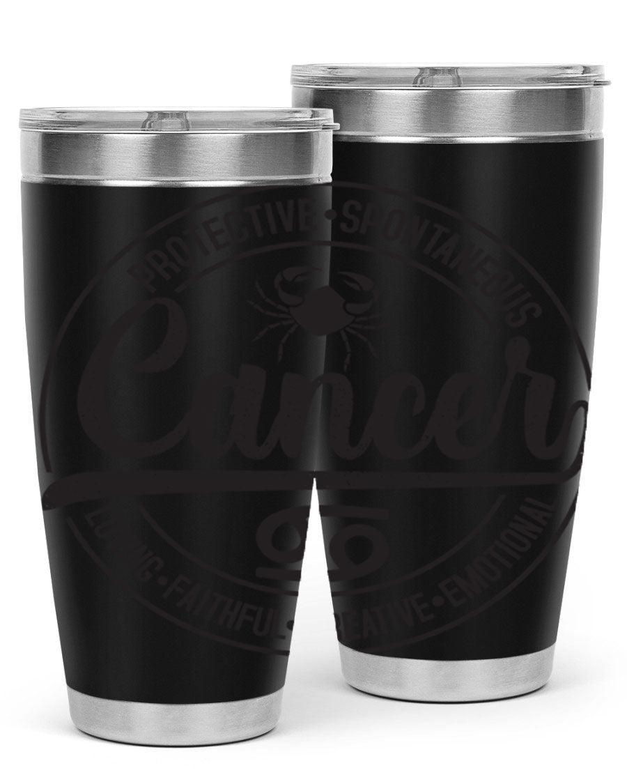 Cancer 153# Zodiac Tumbler in stainless steel with a stylish design, perfect for hot and cold beverages.