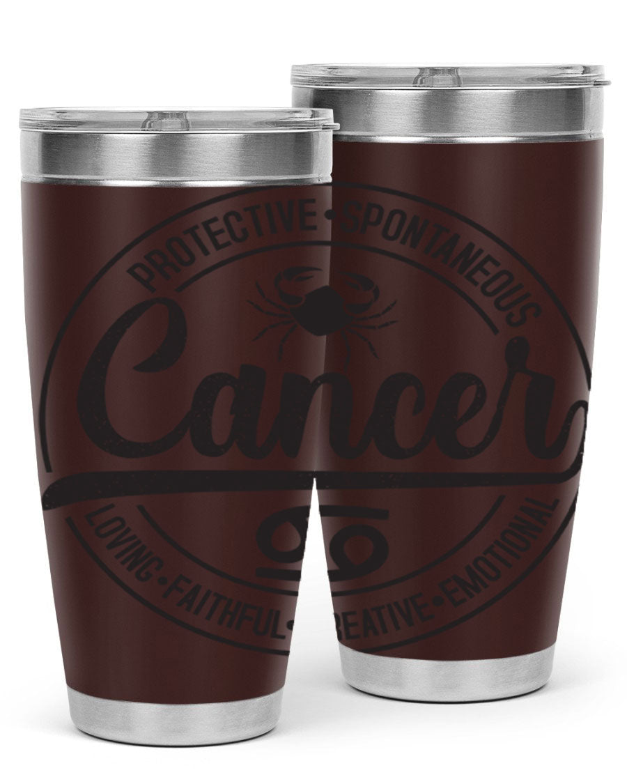 Cancer 153# Zodiac Tumbler in stainless steel with a stylish design, perfect for hot and cold beverages.