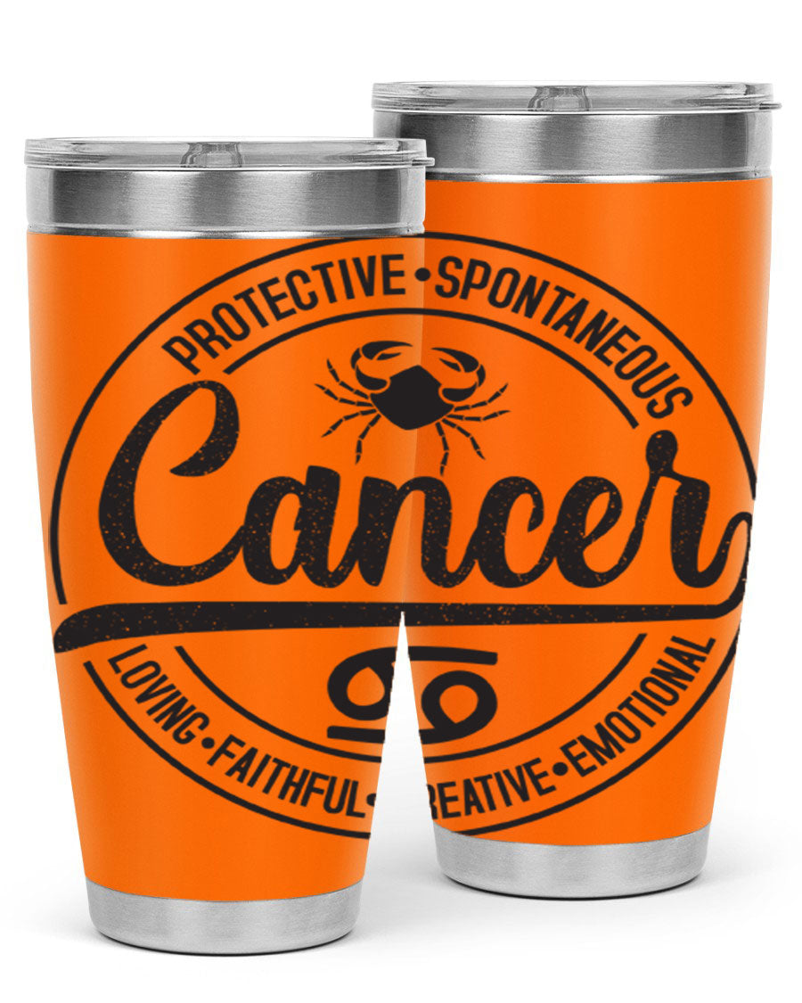 Cancer 153# Zodiac Tumbler in stainless steel with a stylish design, perfect for hot and cold beverages.