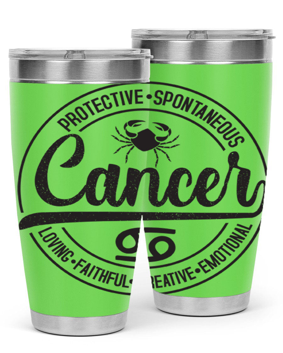 Cancer 153# Zodiac Tumbler in stainless steel with a stylish design, perfect for hot and cold beverages.