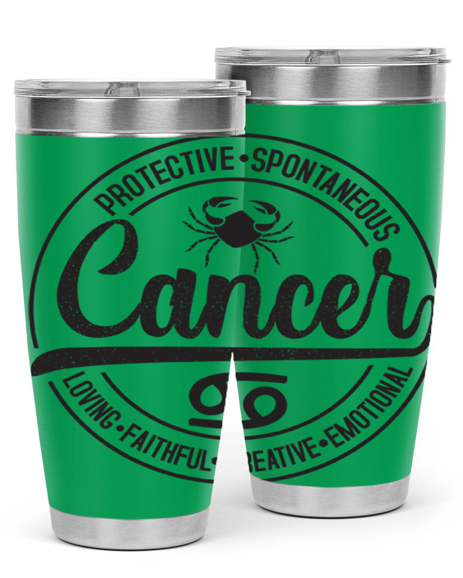 Cancer 153# Zodiac Tumbler in stainless steel with a stylish design, perfect for hot and cold beverages.