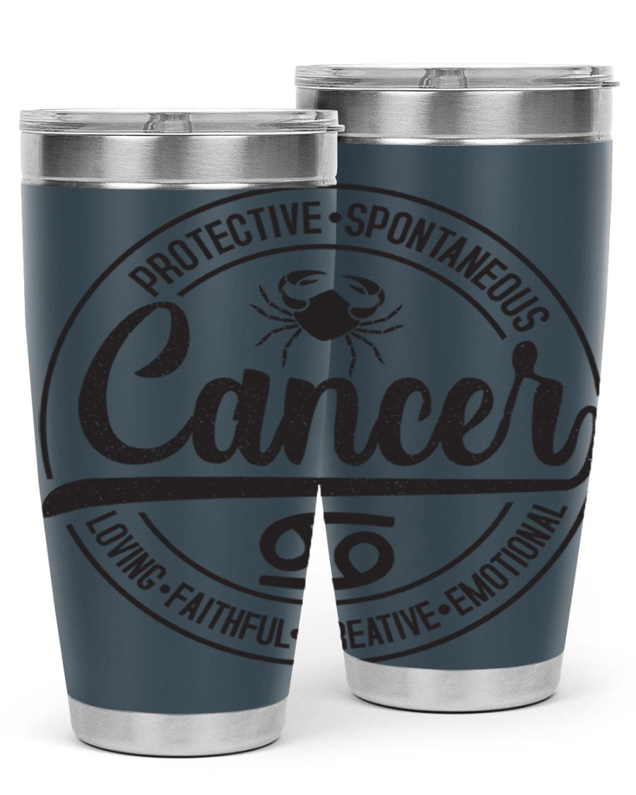 Cancer 153# Zodiac Tumbler in stainless steel with a stylish design, perfect for hot and cold beverages.