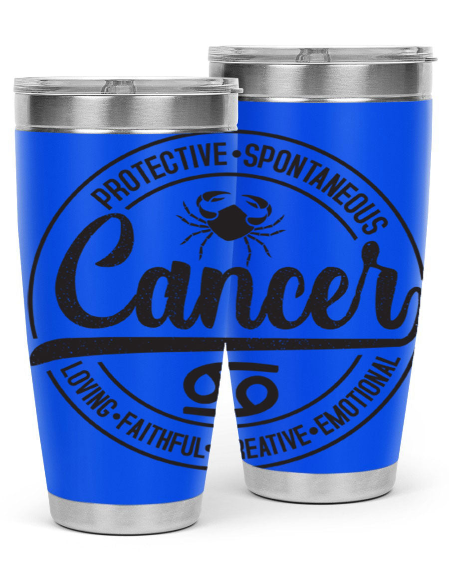 Cancer 153# Zodiac Tumbler in stainless steel with a stylish design, perfect for hot and cold beverages.