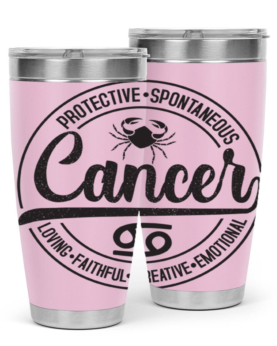 Cancer 153# Zodiac Tumbler in stainless steel with a stylish design, perfect for hot and cold beverages.