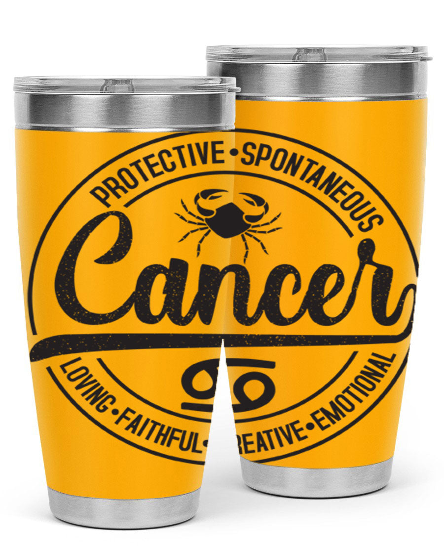 Cancer 153# Zodiac Tumbler in stainless steel with a stylish design, perfect for hot and cold beverages.