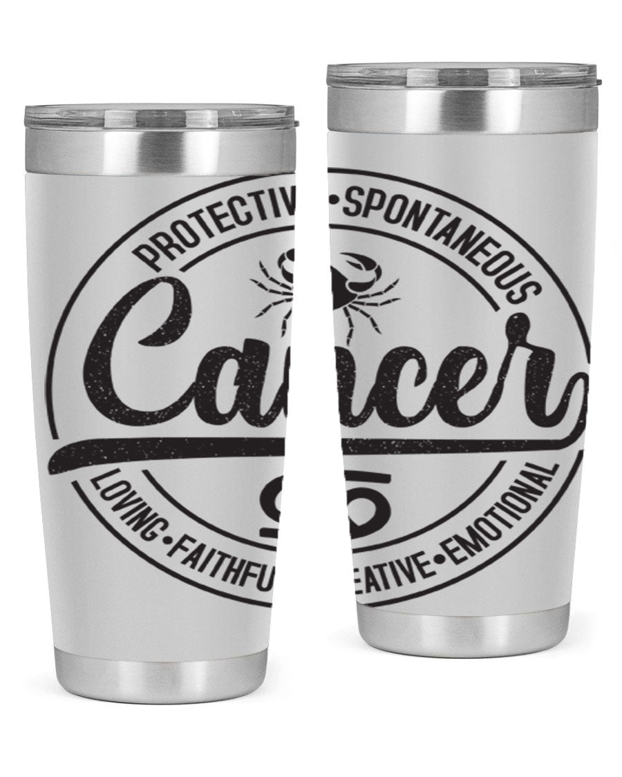 Cancer 153# Zodiac Tumbler in stainless steel with a stylish design, perfect for hot and cold beverages.