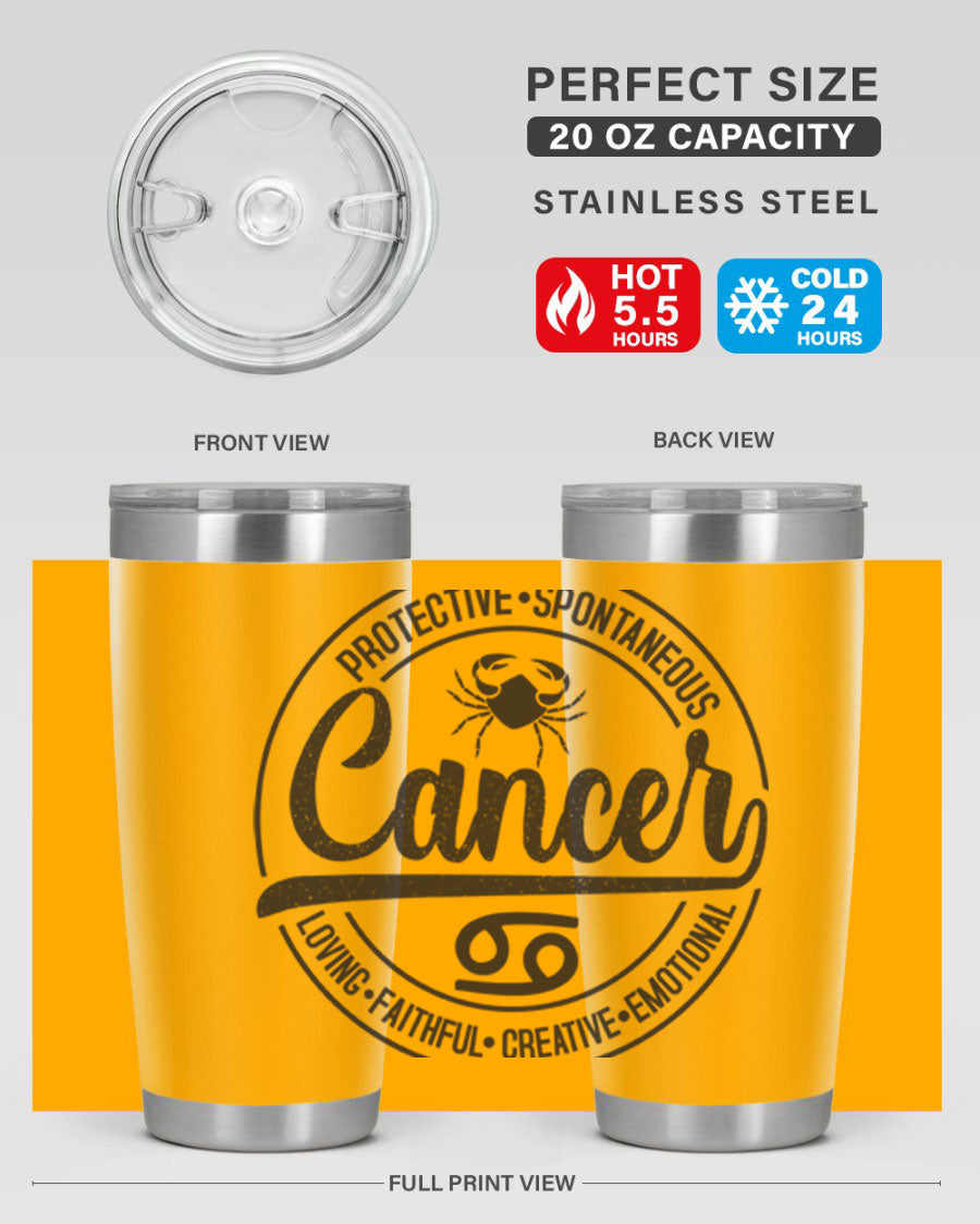 Cancer 153# Zodiac Tumbler in stainless steel with a stylish design, perfect for hot and cold beverages.