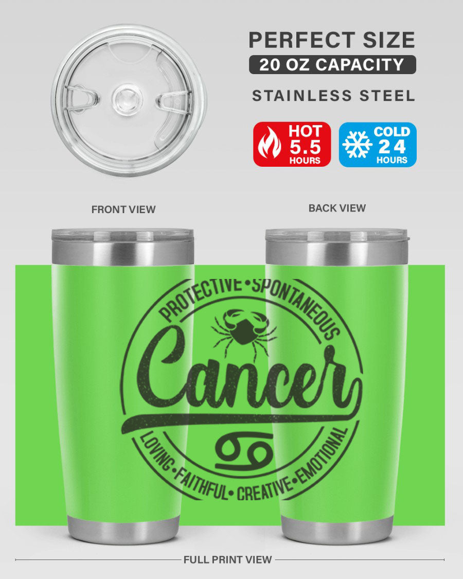 Cancer 153# Zodiac Tumbler in stainless steel with a stylish design, perfect for hot and cold beverages.