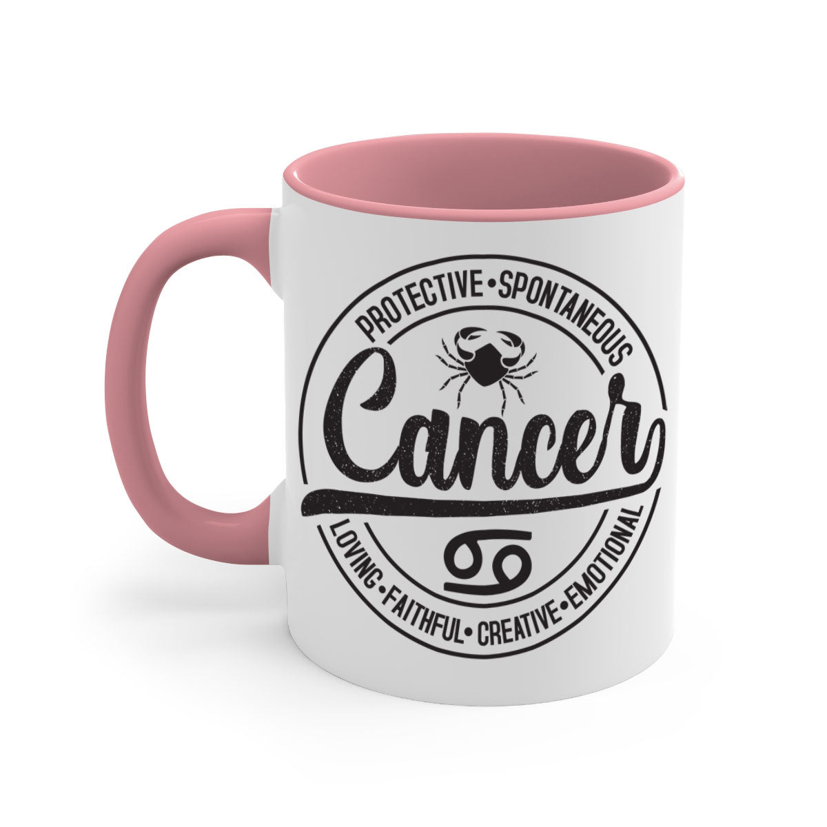 Cancer 153# Zodiac Mug with a glossy finish and colored handle, available in five vibrant colors.