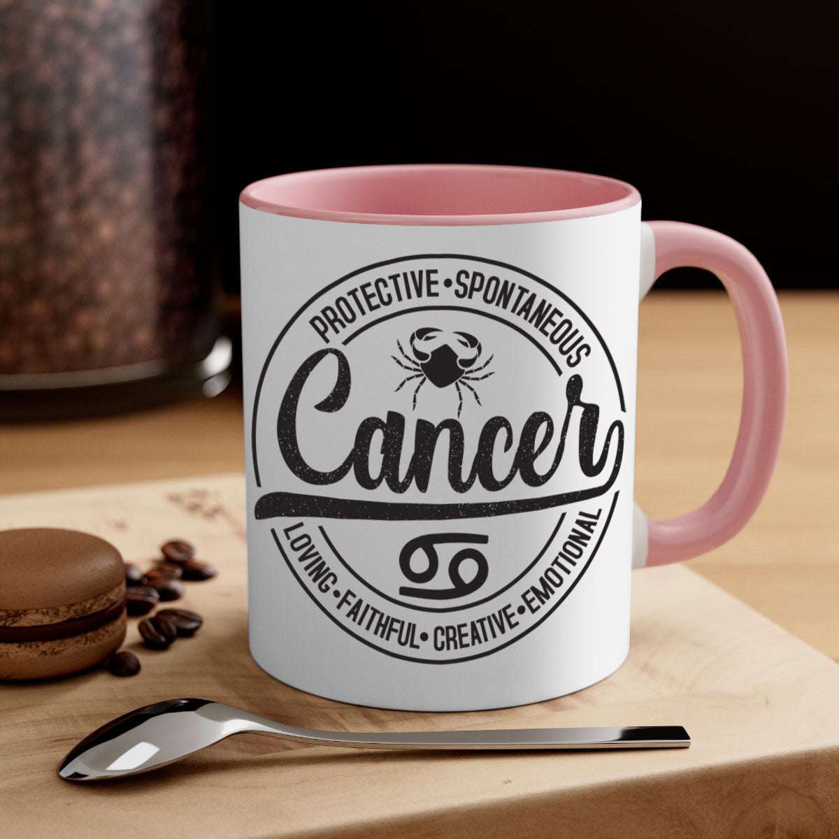 Cancer 153# Zodiac Mug with a glossy finish and colored handle, available in five vibrant colors.