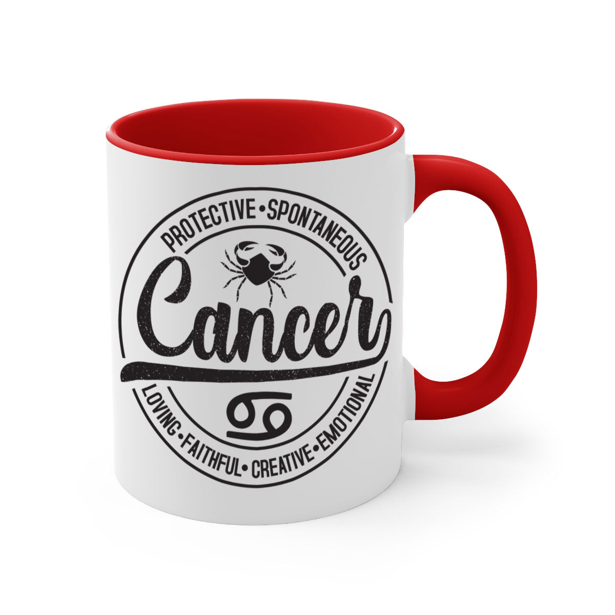 Cancer 153# Zodiac Mug with a glossy finish and colored handle, available in five vibrant colors.