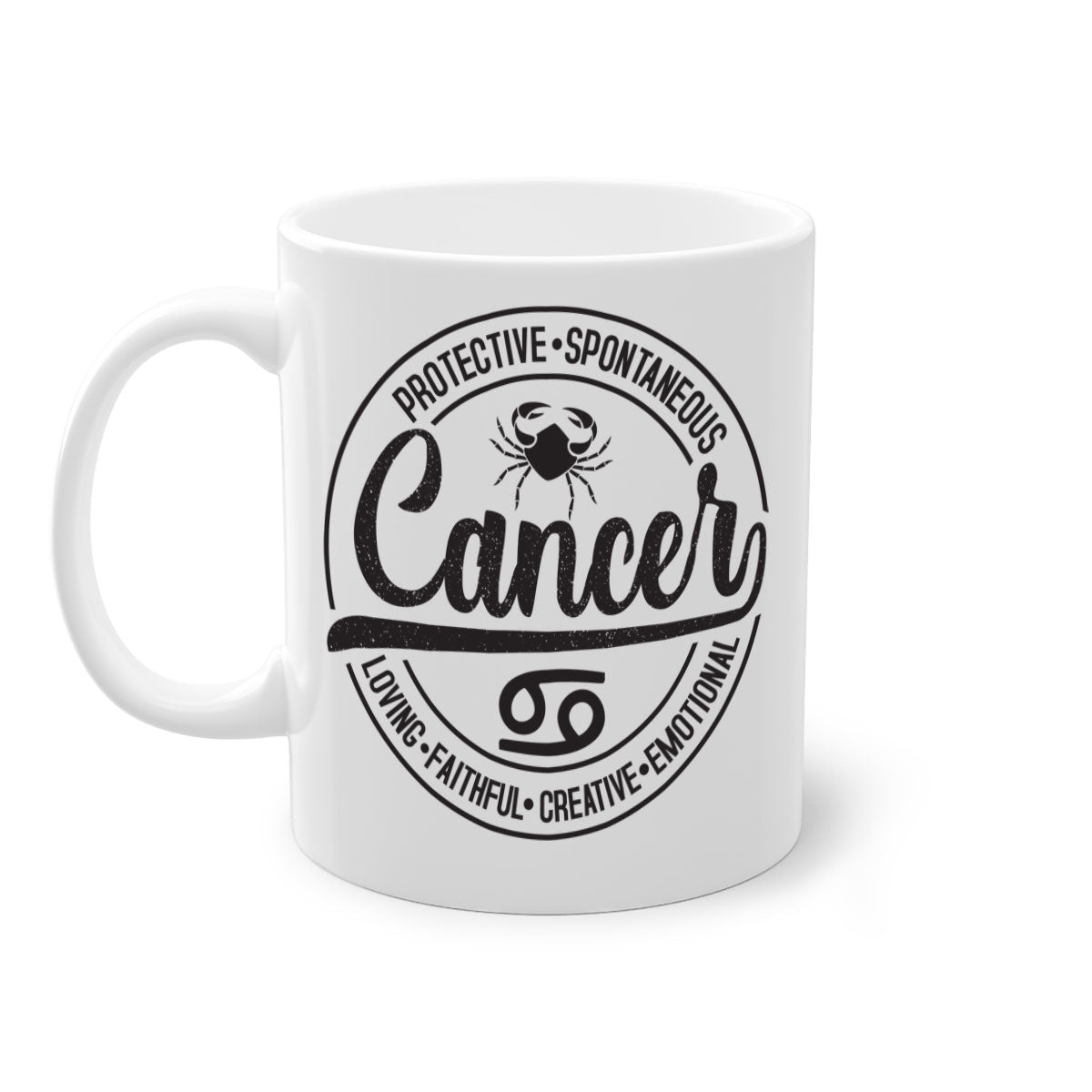 Cancer 153# Zodiac Mug with a glossy finish and colored handle, available in five vibrant colors.