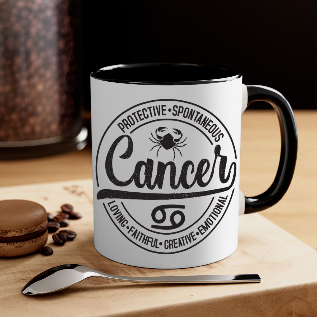 Cancer 153# Zodiac Mug with a glossy finish and colored handle, available in five vibrant colors.