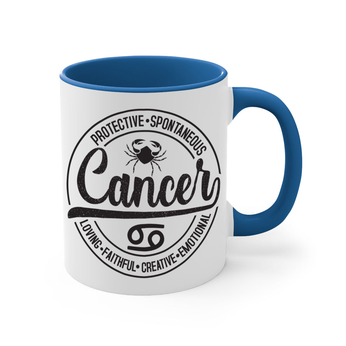 Cancer 153# Zodiac Mug with a glossy finish and colored handle, available in five vibrant colors.