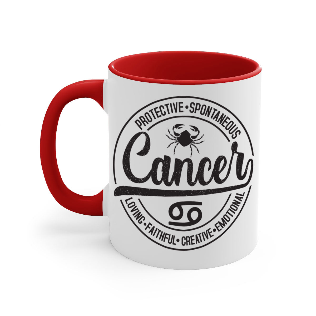 Cancer 153# Zodiac Mug with a glossy finish and colored handle, available in five vibrant colors.