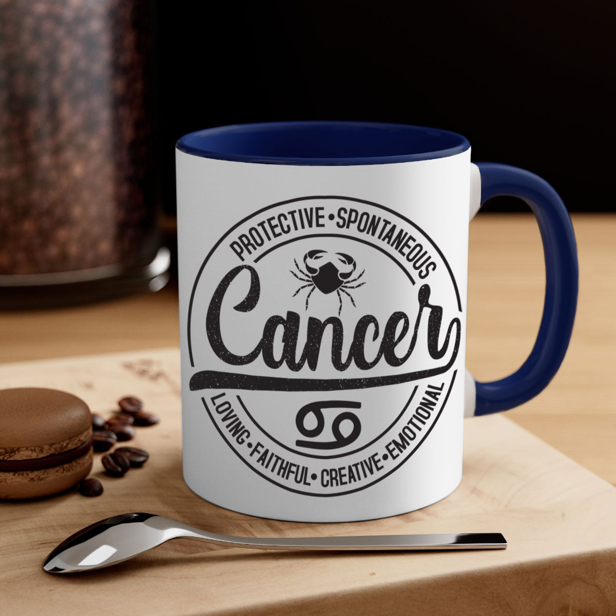 Cancer 153# Zodiac Mug with a glossy finish and colored handle, available in five vibrant colors.