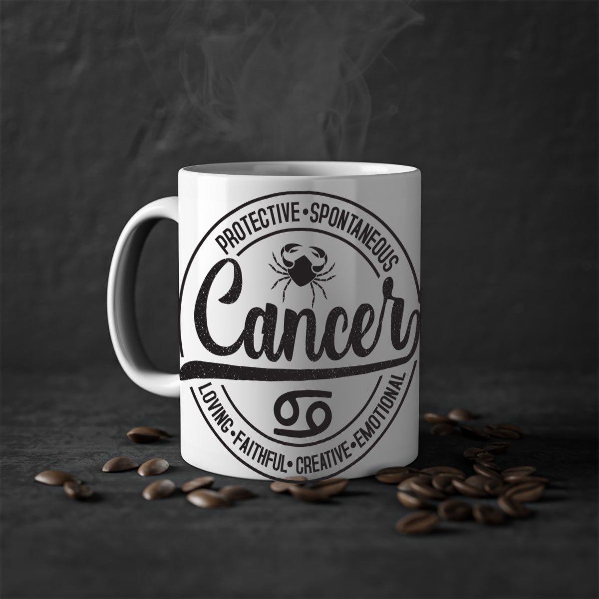 Cancer 153# Zodiac Mug with a glossy finish and colored handle, available in five vibrant colors.