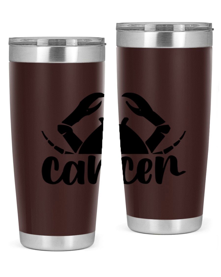 Cancer 156# Zodiac Tumbler in stainless steel with a stylish design, perfect for hot and cold beverages.