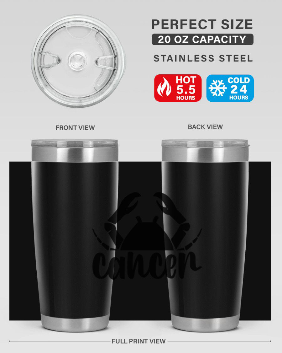 Cancer 156# Zodiac Tumbler in stainless steel with a stylish design, perfect for hot and cold beverages.