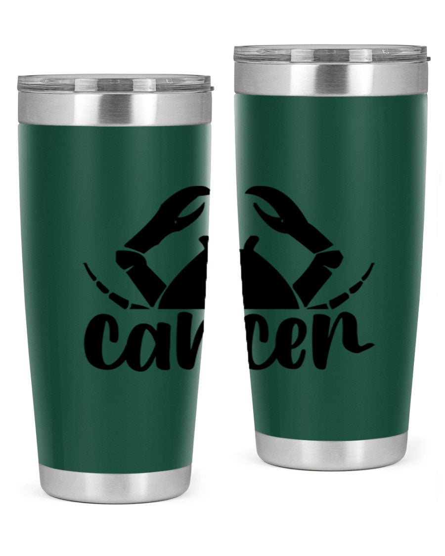 Cancer 156# Zodiac Tumbler in stainless steel with a stylish design, perfect for hot and cold beverages.