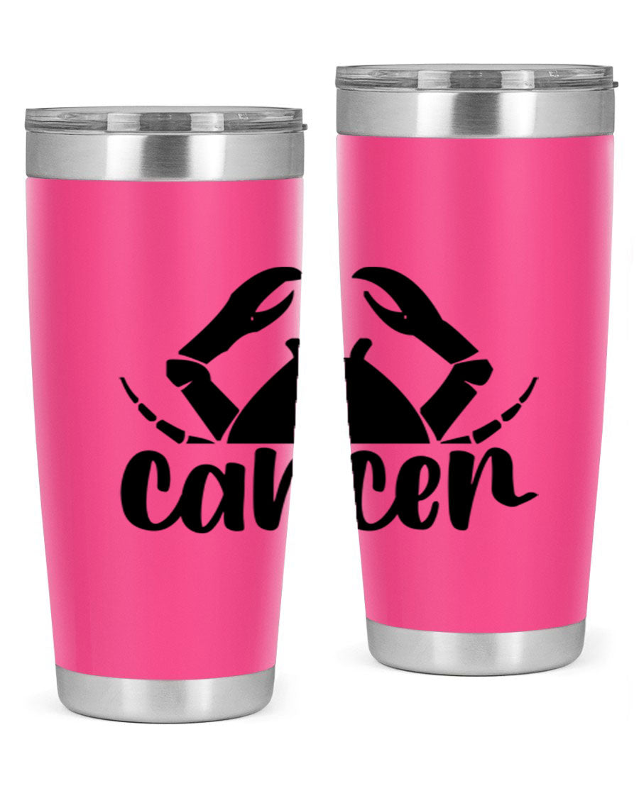 Cancer 156# Zodiac Tumbler in stainless steel with a stylish design, perfect for hot and cold beverages.