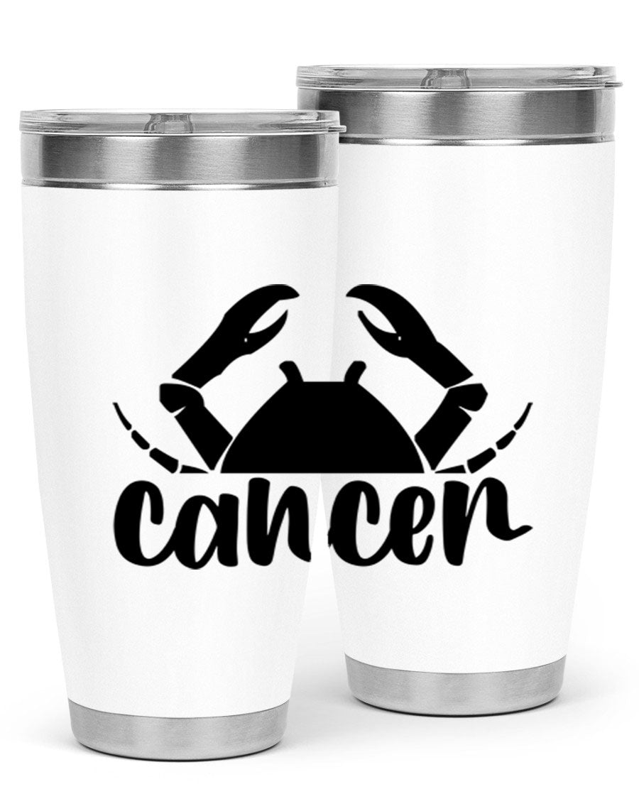 Cancer 156# Zodiac Tumbler in stainless steel with a stylish design, perfect for hot and cold beverages.