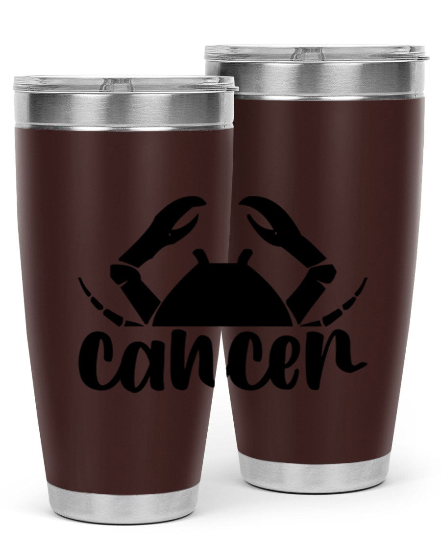 Cancer 156# Zodiac Tumbler in stainless steel with a stylish design, perfect for hot and cold beverages.