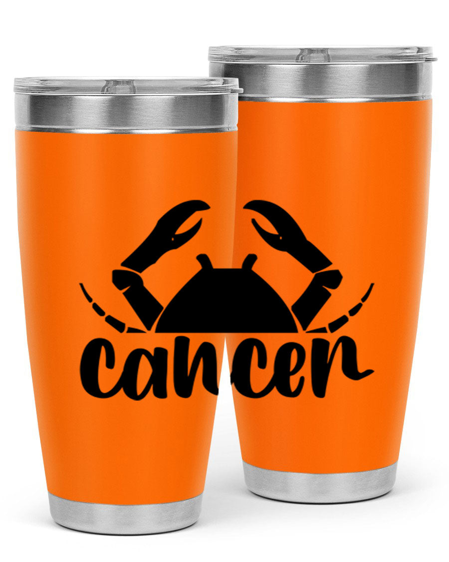 Cancer 156# Zodiac Tumbler in stainless steel with a stylish design, perfect for hot and cold beverages.