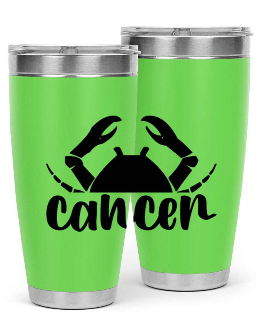 Cancer 156# Zodiac Tumbler in stainless steel with a stylish design, perfect for hot and cold beverages.