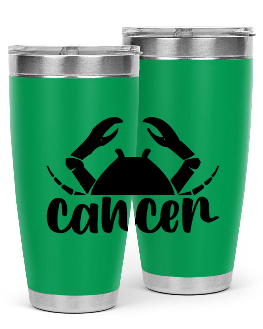 Cancer 156# Zodiac Tumbler in stainless steel with a stylish design, perfect for hot and cold beverages.