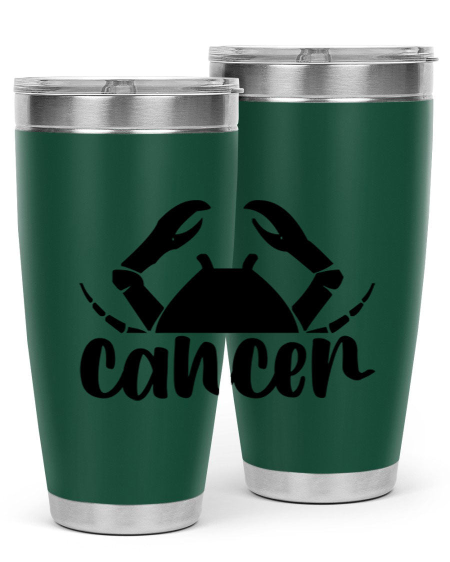 Cancer 156# Zodiac Tumbler in stainless steel with a stylish design, perfect for hot and cold beverages.